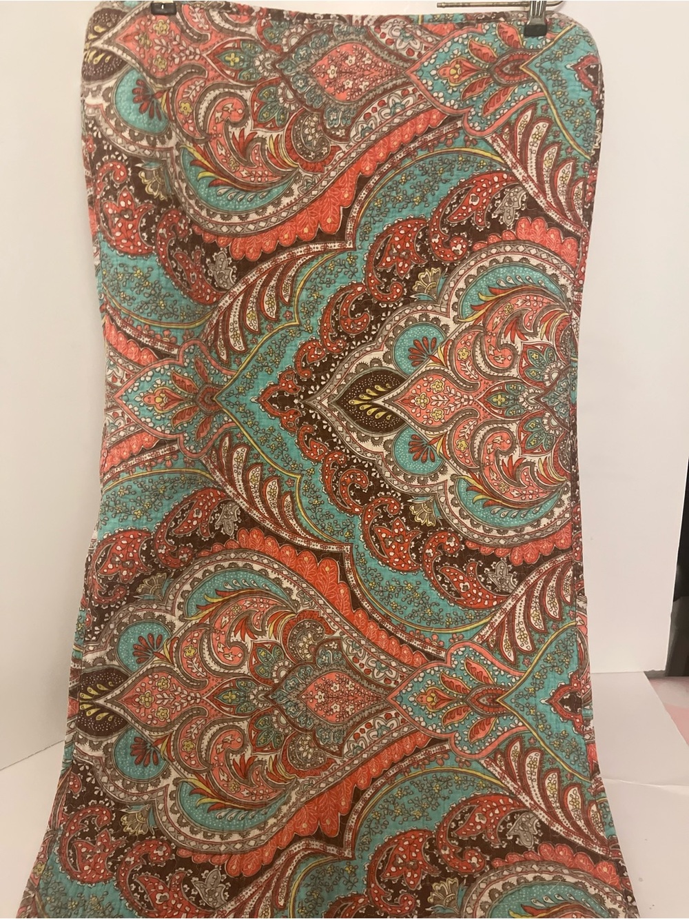Turquoise and Coral Paisley Decorative Bedding Cover